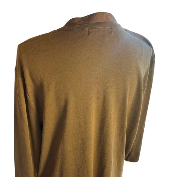 Lauren Ralph Lauren Womens Brown V Neck Henley Layered Look Top XL Casual Comfy - Picture 6 of 14